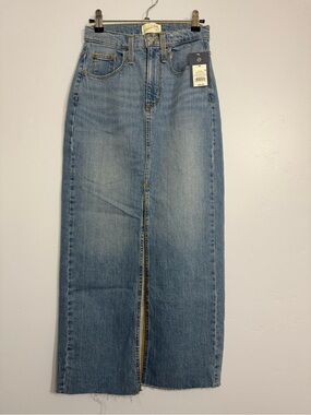 High-Rise Light Blue Denim Maxi Skirt